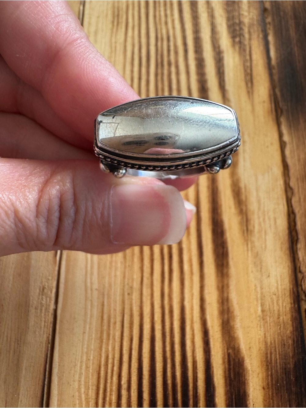 Bilagaanas Navajo Sterling Silver Oval Statement Ring